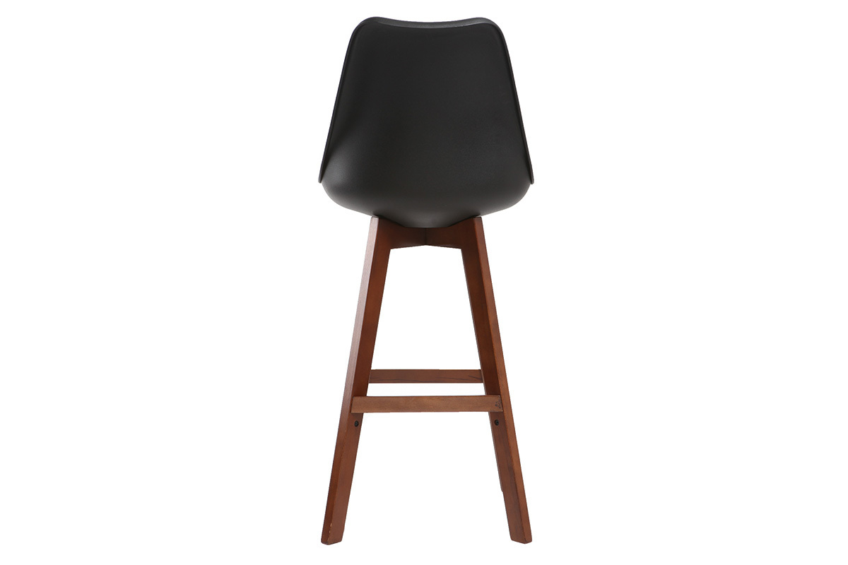 Lote de dos taburetes de bar vintage negro y nogal 75cm PAULINE