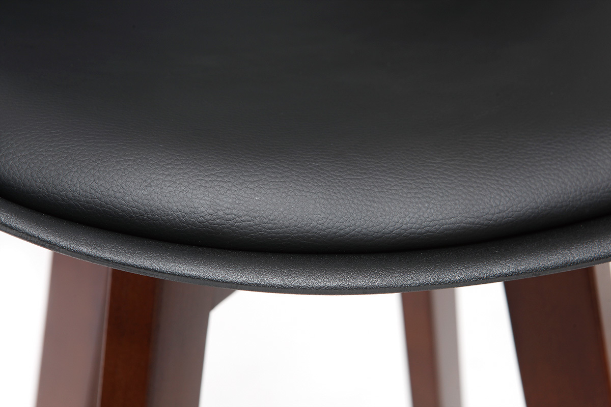 Lote de dos taburetes de bar vintage negro y nogal 75cm PAULINE