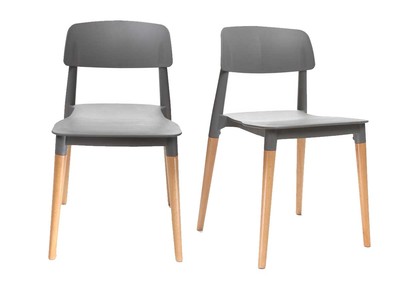 Lote de sillas de diseño escandinavo grises GILDA