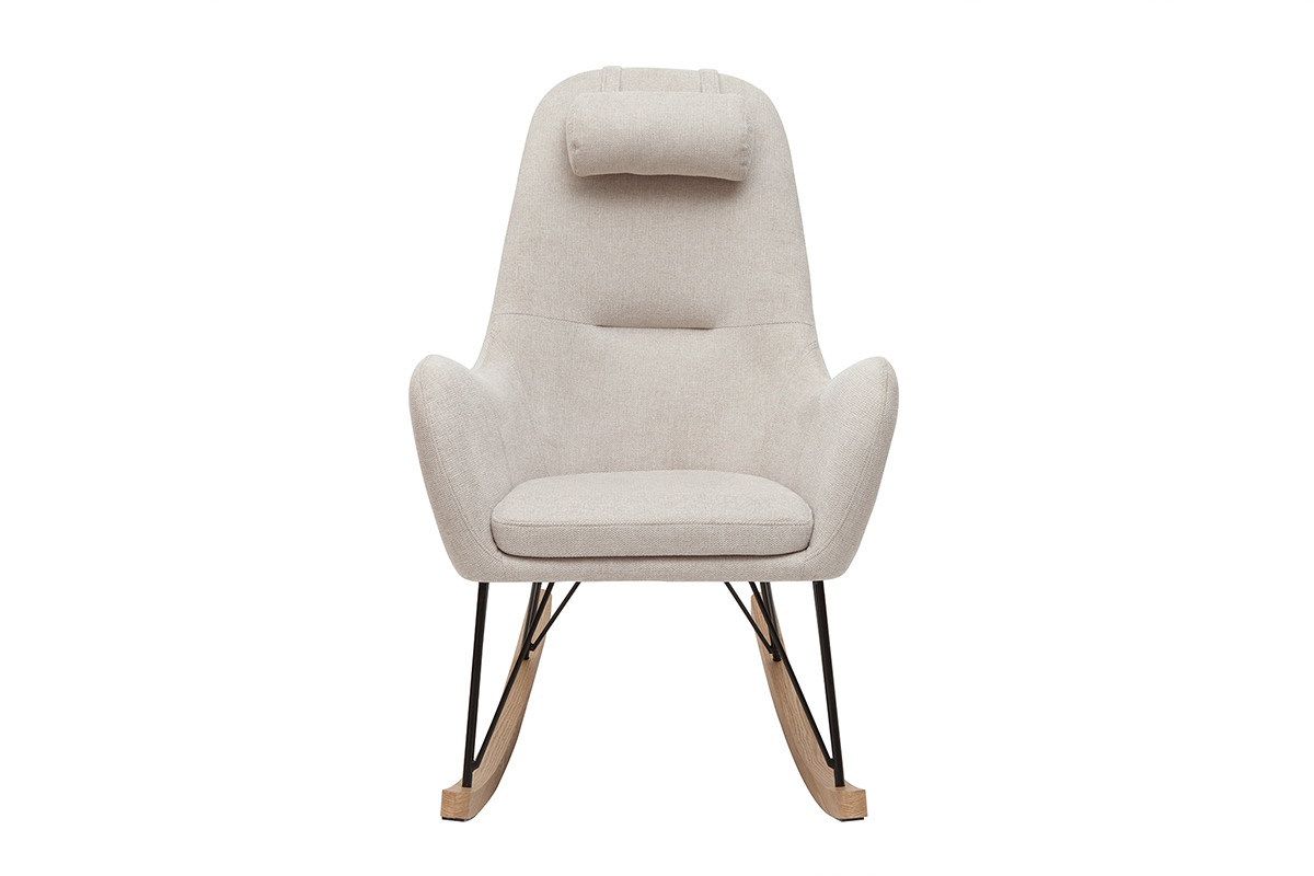 Mecedora de diseo de tejido beige MANIA