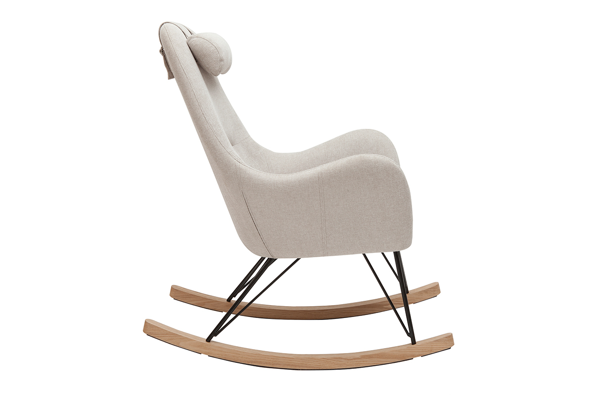 Mecedora de diseo de tejido beige MANIA
