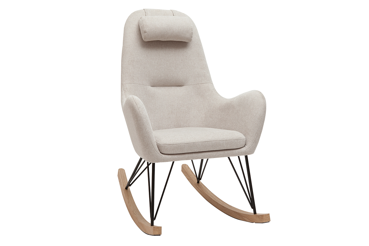 Mecedora de diseo de tejido beige MANIA