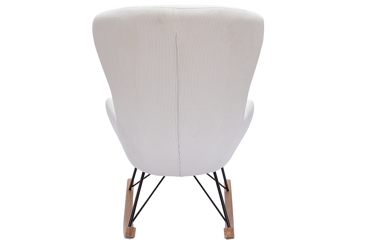 Mecedora de tela de pana beige ESKUA