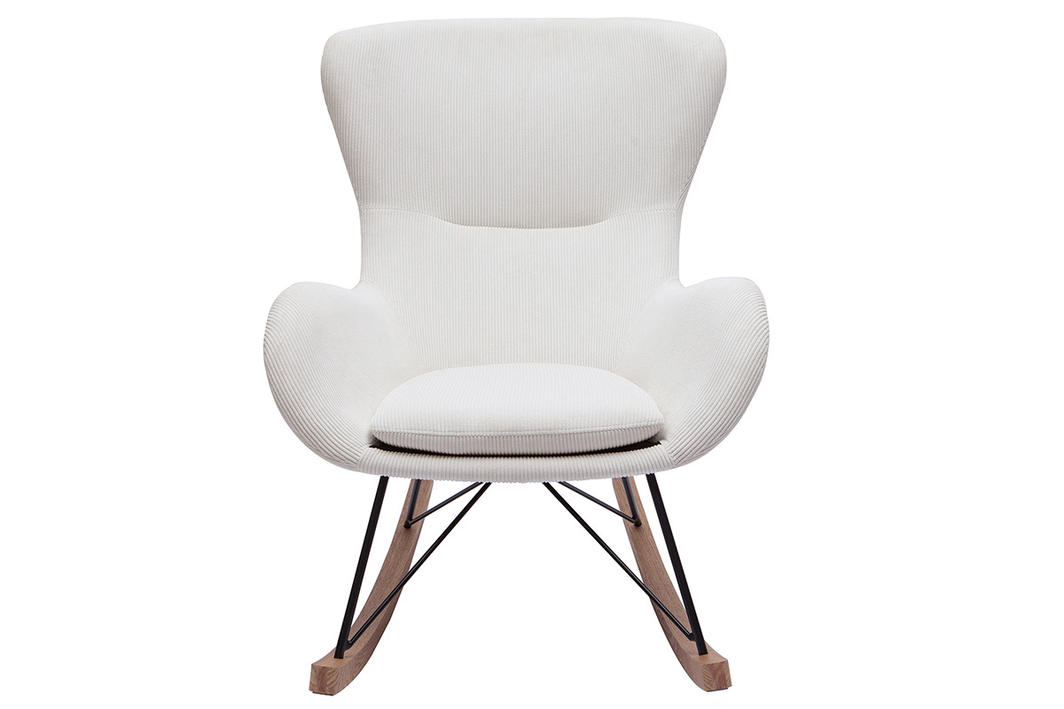 Mecedora de tela de pana beige ESKUA
