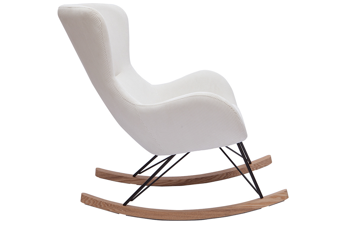 Mecedora de tela de pana beige ESKUA