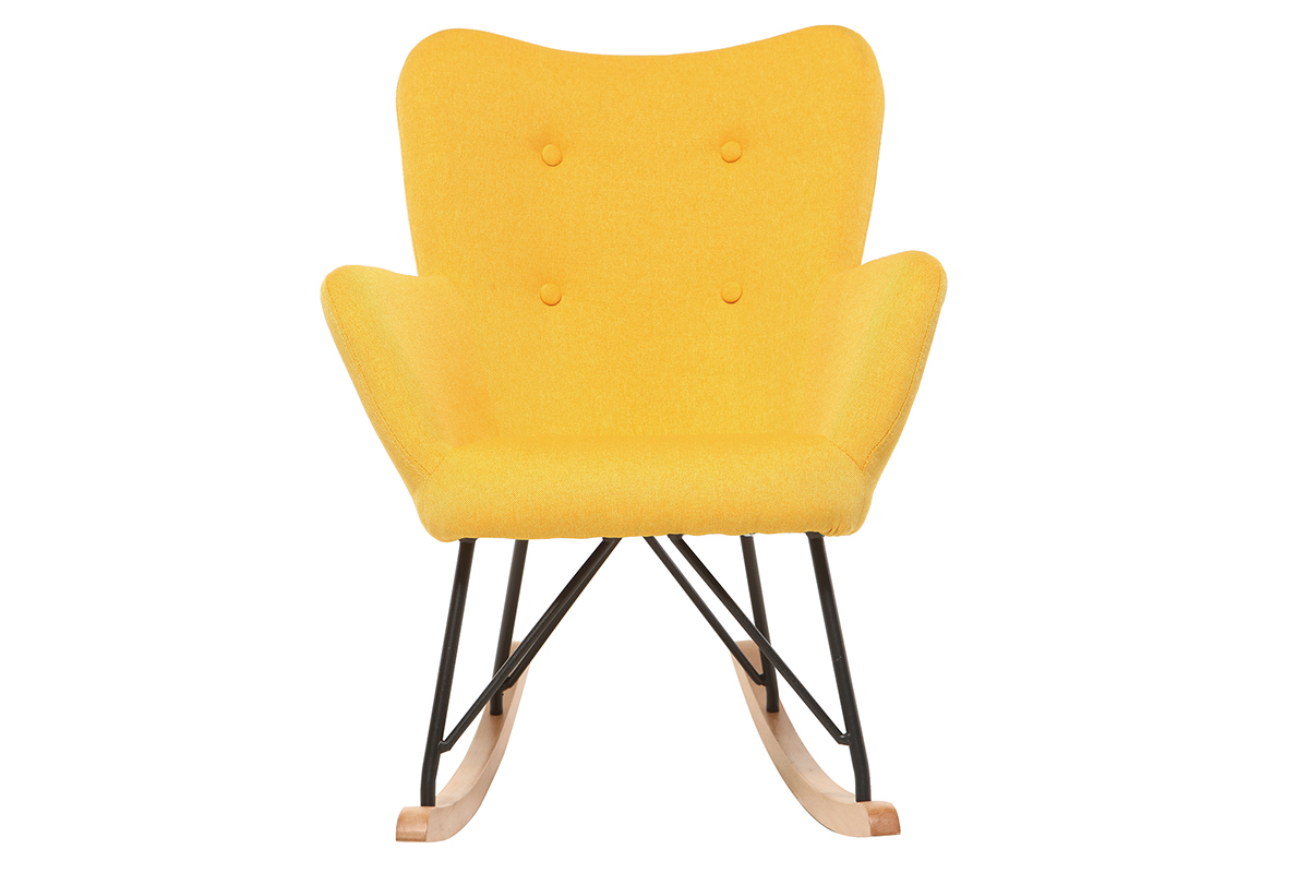 Mecedora diseo tejido amarillo patas metal y roble BABY BRISTOL