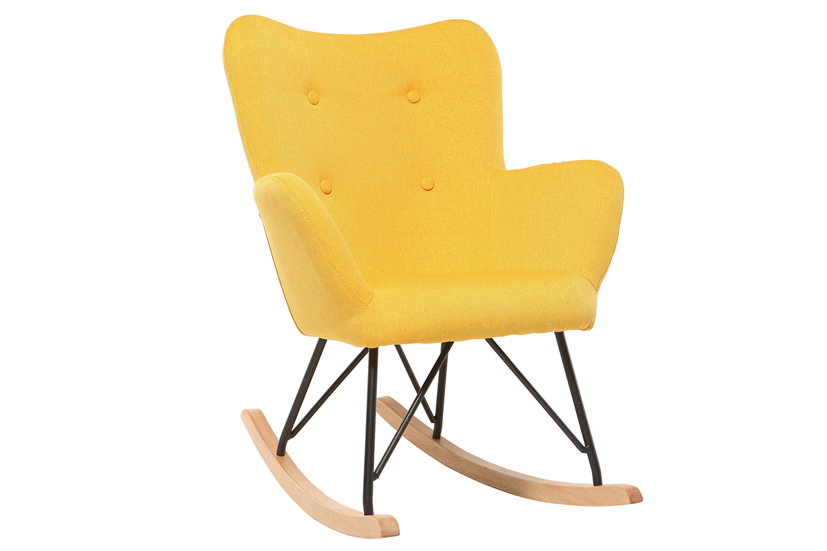 Mecedora diseo tejido amarillo patas metal y roble BABY BRISTOL