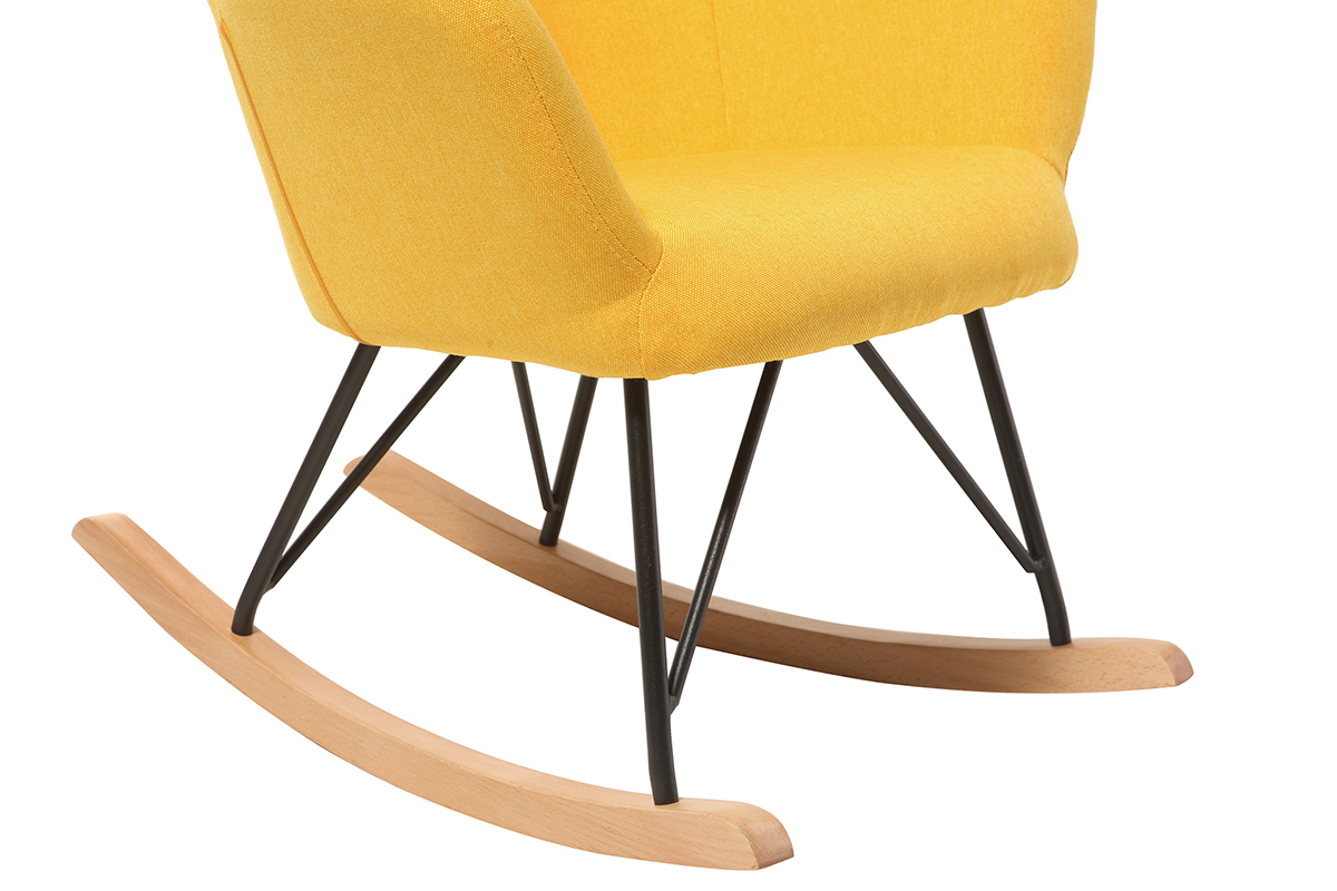 Mecedora diseo tejido amarillo patas metal y roble BABY BRISTOL
