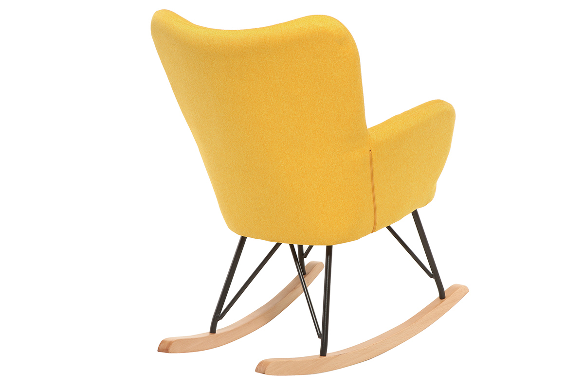 Mecedora diseo tejido amarillo patas metal y roble BABY BRISTOL