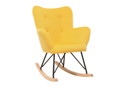 Mecedora diseño tejido amarillo patas metal y roble BABY BRISTOL - Mecedora diseño tejido amarillo patas metal y roble BABY BRISTOL