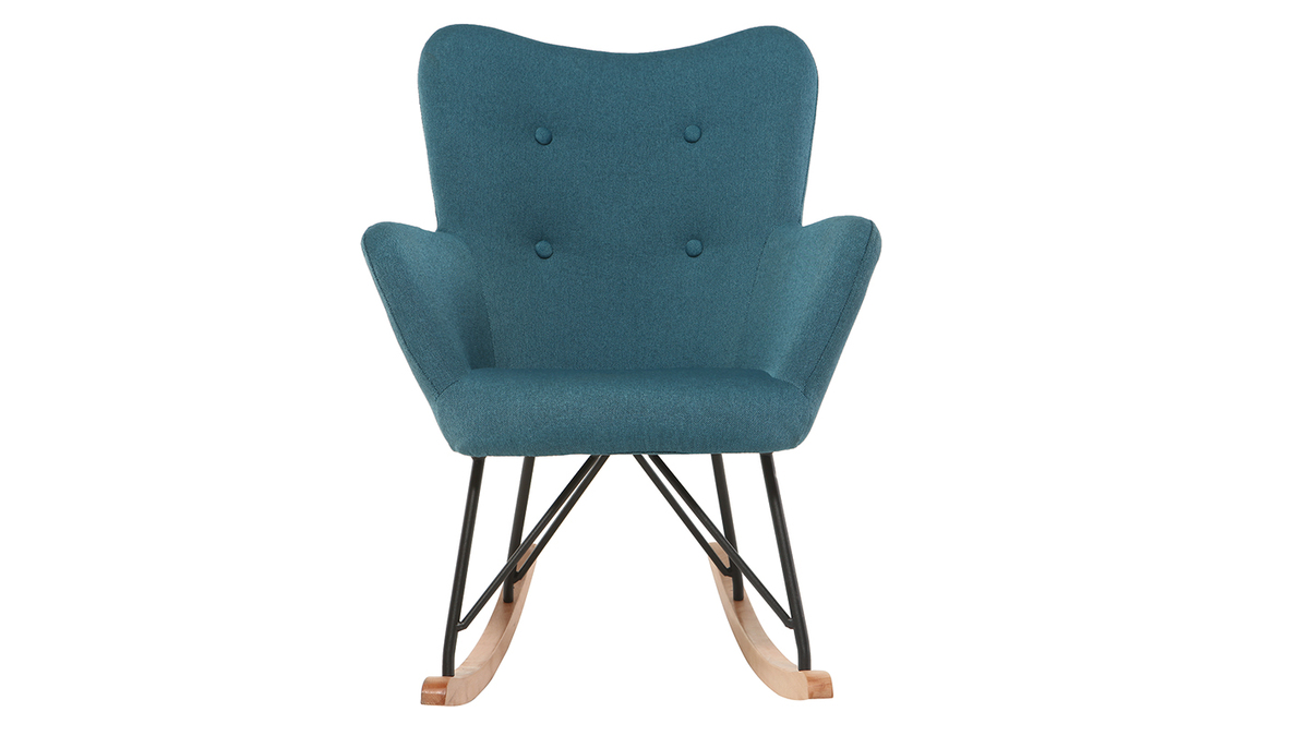 Mecedora diseo tejido azul patas metal y roble BABY BRISTOL