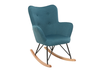 Mecedora dise&ntilde;o tejido azul patas metal y roble BABY BRISTOL