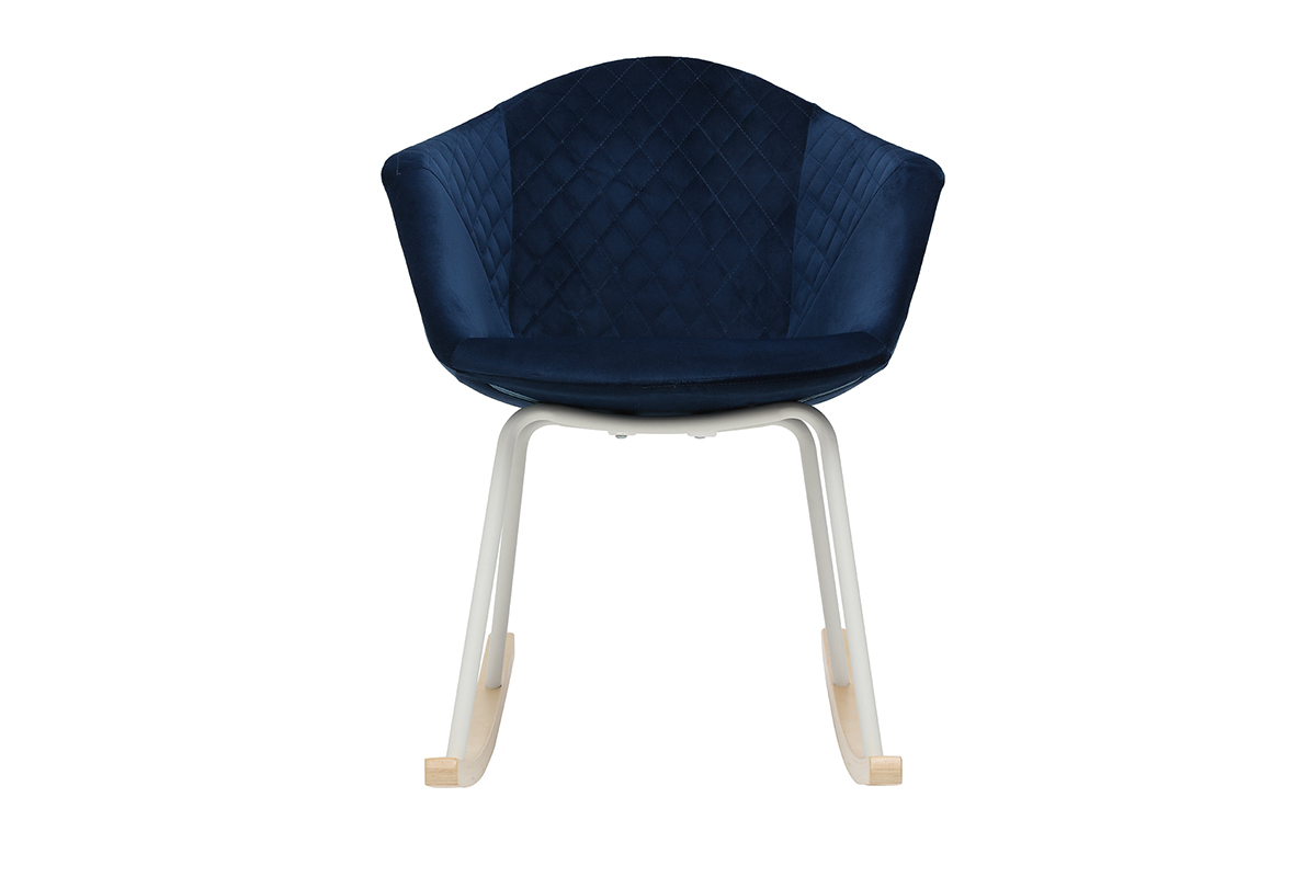 Mecedora en tejido azul oscuro y metal blanco SWING