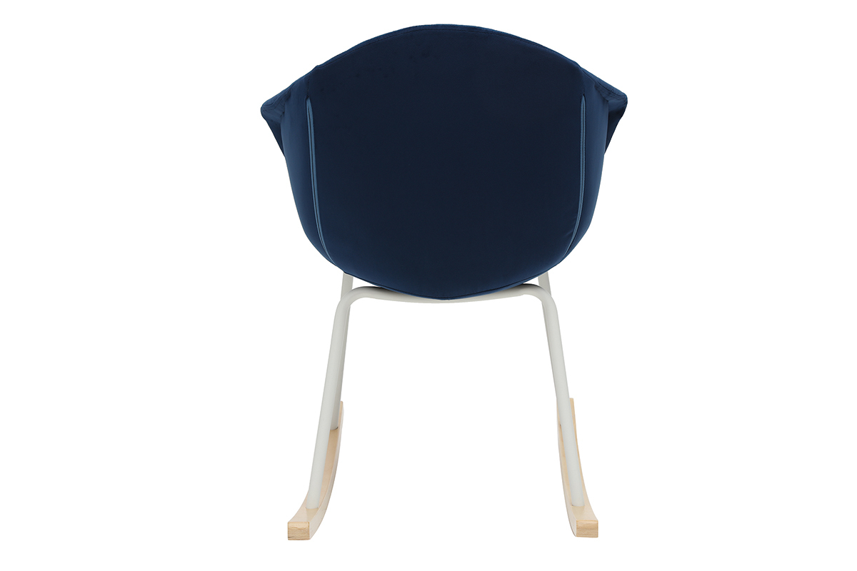 Mecedora en tejido azul oscuro y metal blanco SWING