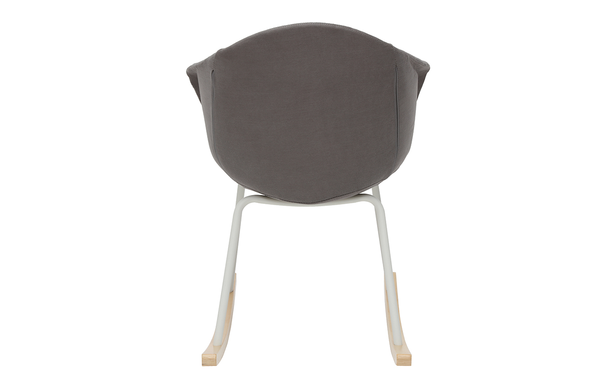 Mecedora en tejido gris claro y metal blanco SWING