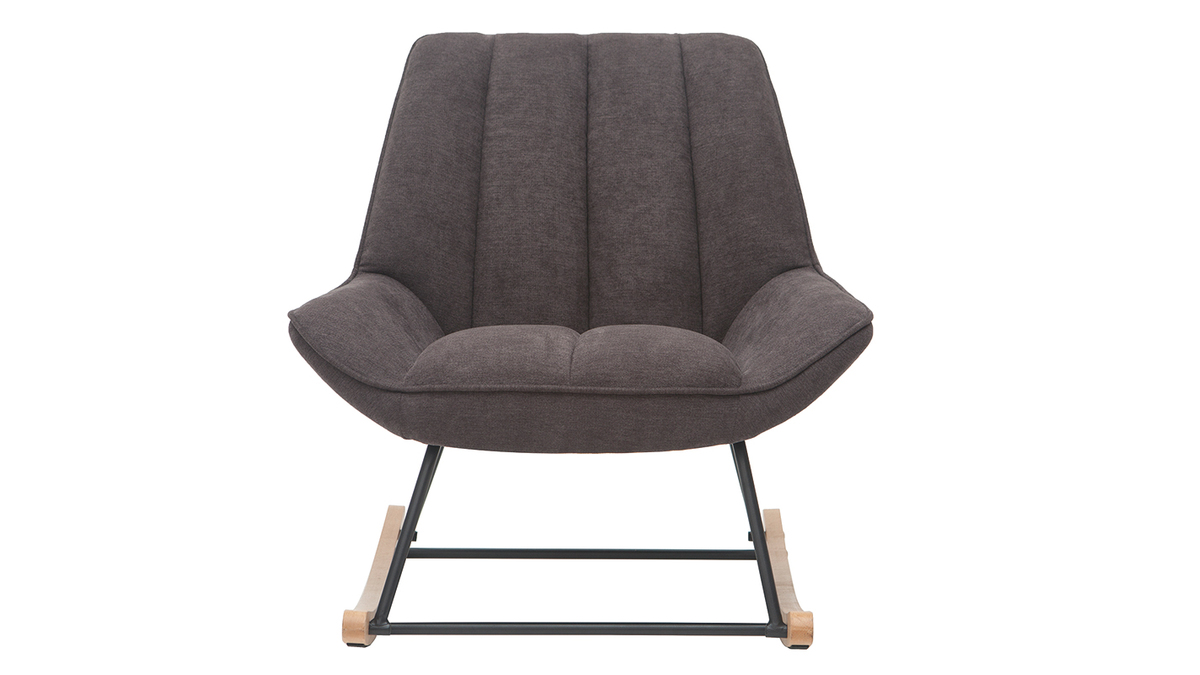 Bizzotto 0743487 Annika Sillón mecedora - estructura de metal y madera con  asiento tapizado en tejido efecto terciopelo gris oscuro