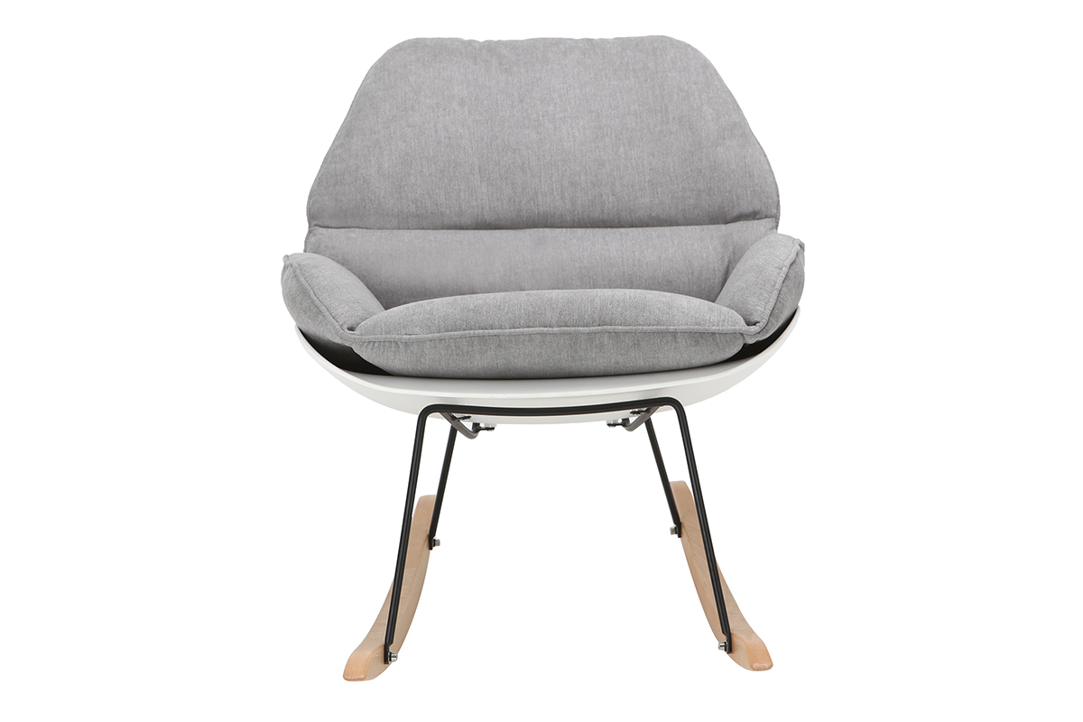 Mecedora moderna parte exterior blanca y tejido gris KOKON
