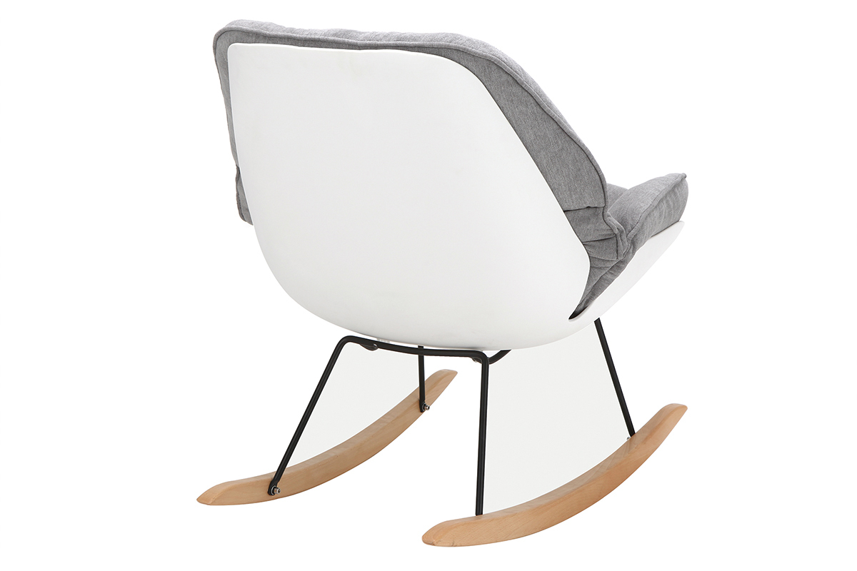 Mecedora moderna parte exterior blanca y tejido gris KOKON