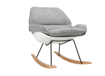 Mecedora moderna parte exterior blanca y tejido gris KOKON