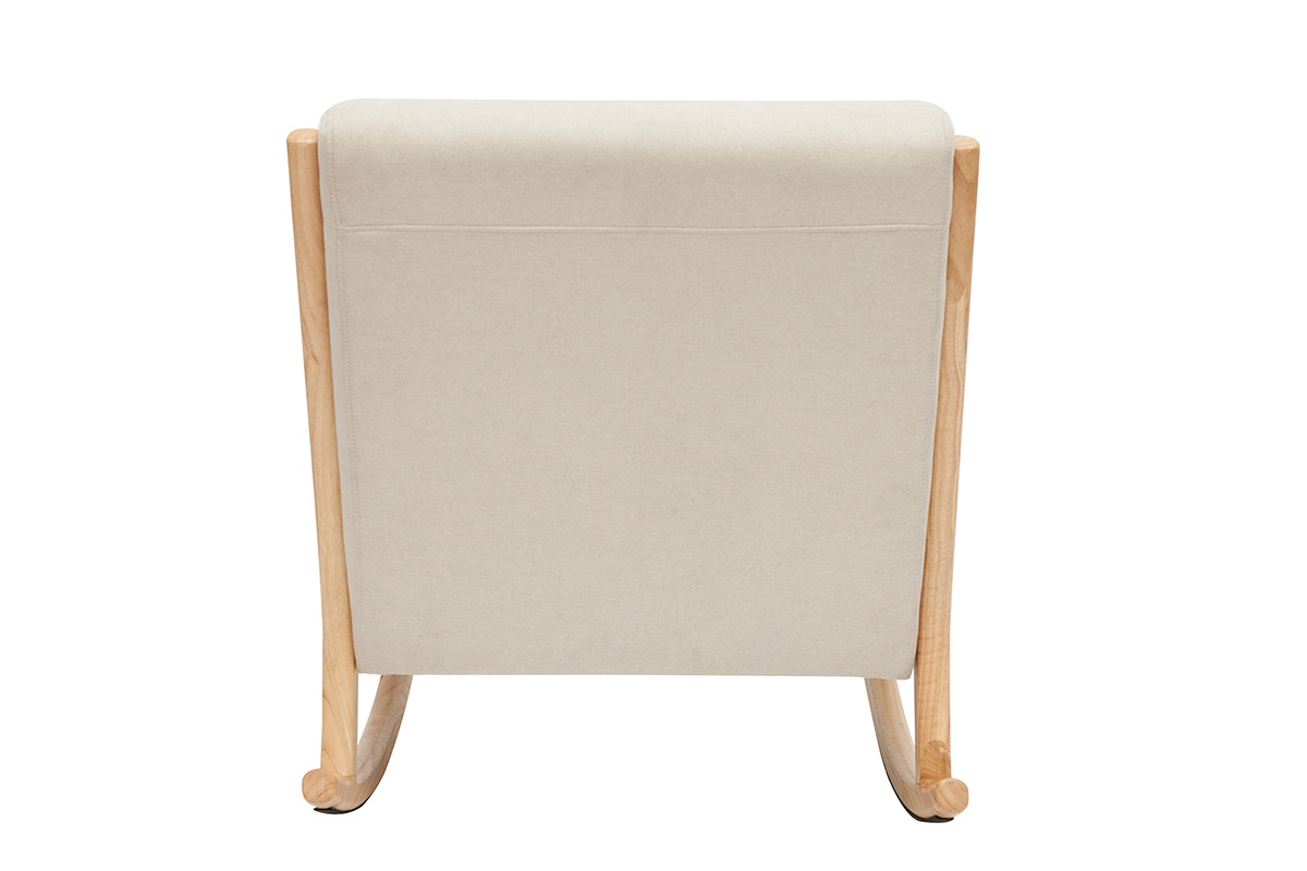 Mecedora nrdica de madera clara y tela efecto aterciopelado beige DERRY
