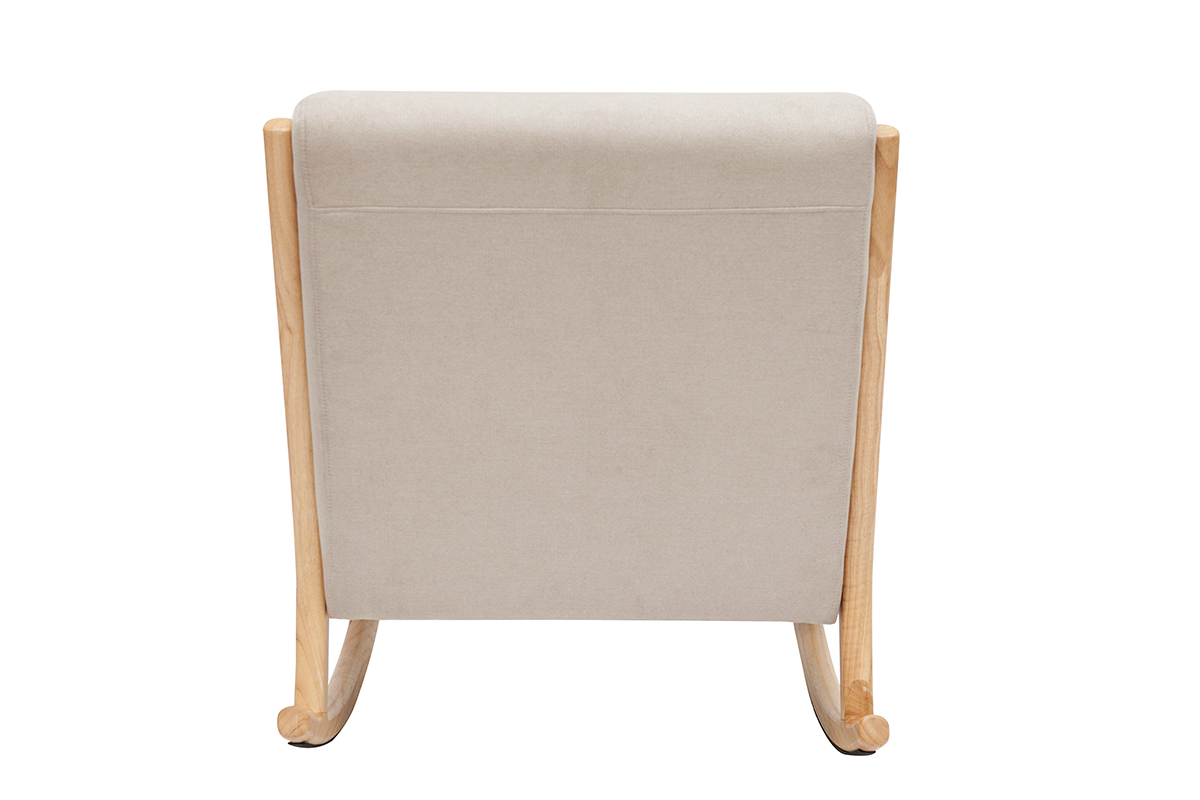 Mecedora nrdica de madera clara y tela efecto aterciopelado beige DERRY