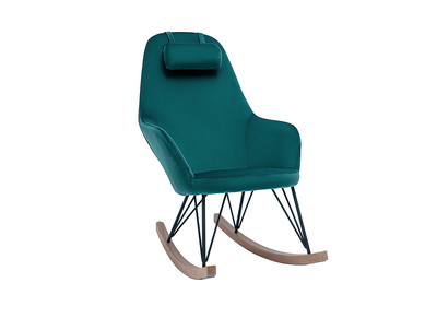 Mecedora nórdica en terciopelo azul petróleo JHENE