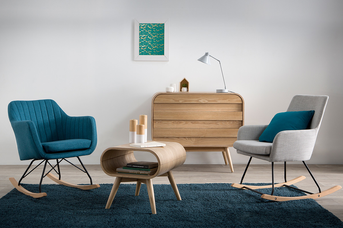 Mecedora n�rdica tejido gris claro SHANA