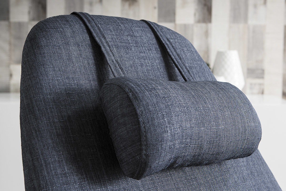 Mecedora tejido azul vaquero patas metal y fresno JHENE