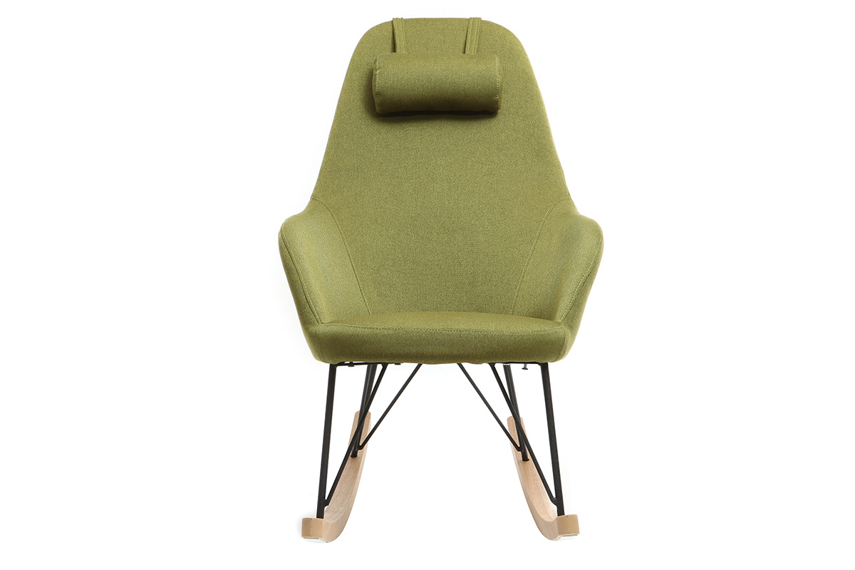 Mecedora tejido verde patas metal y fresno JHENE