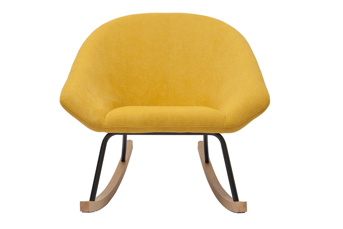 Mecedora tela efecto aterciopelado amarillo mostaza KOK