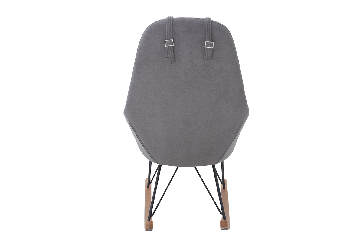 Mecedora terciopelo gris claro patas metal y madera JHENE