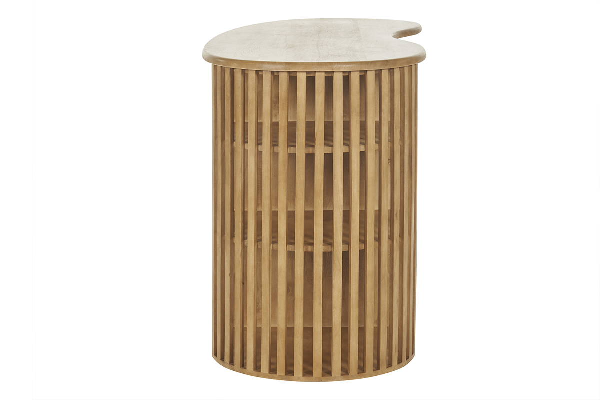 Mesa alta con almacenaje de madera maciza de mango 90 cm LOBIO