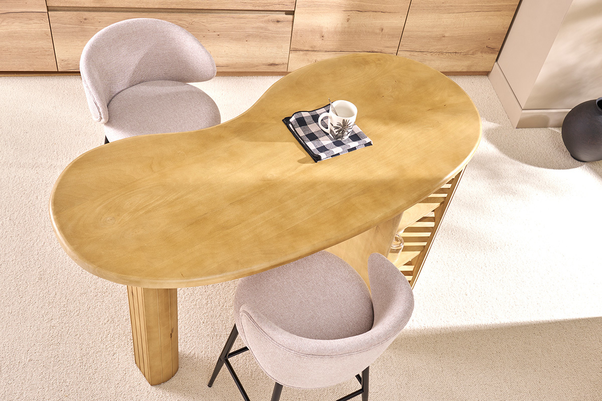 Mesa alta con almacenaje de madera maciza de mango 90 cm LOBIO