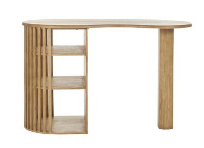Mesa alta con almacenaje de madera maciza de mango 90 cm LOBIO