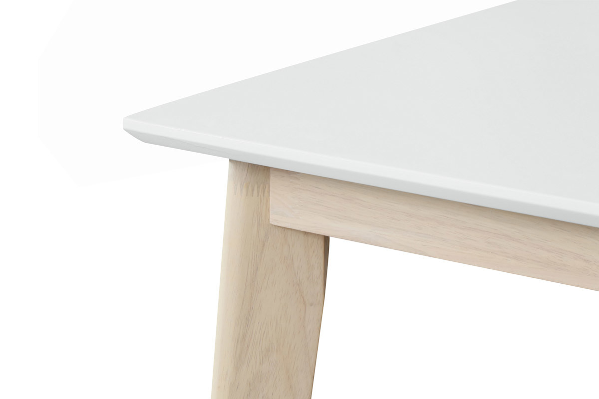 Mesa alta cuadrada blanca y madera clara LEENA