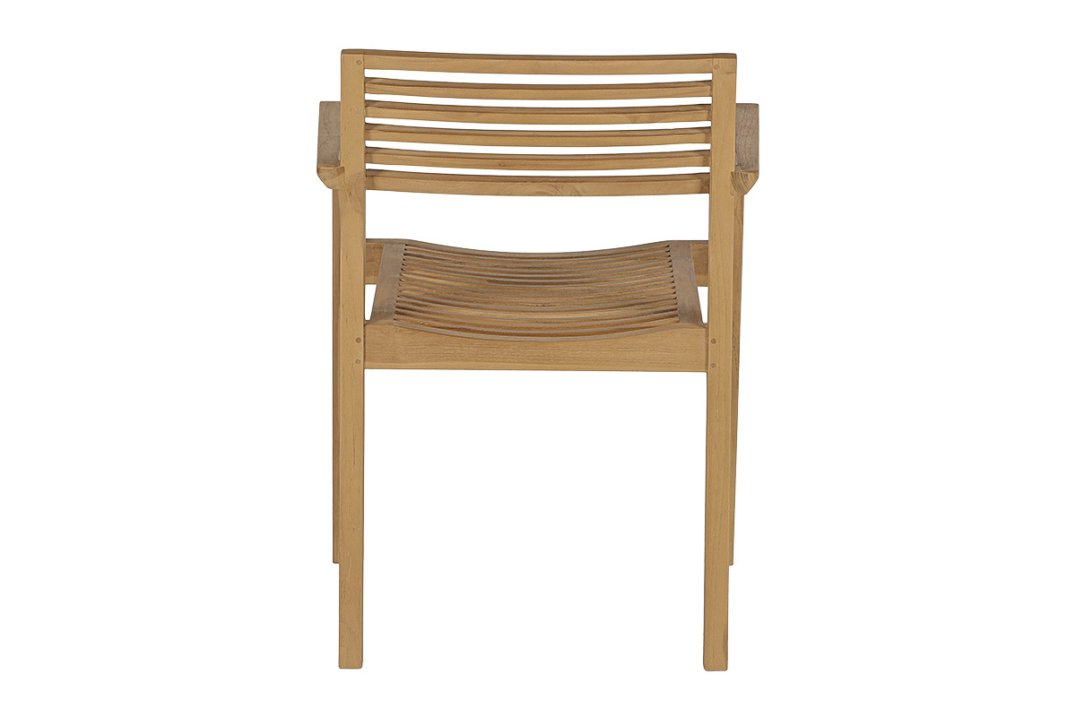 Silla de jard�n KAYU de teca maciza, vista trasera, apilable con reposabrazos.