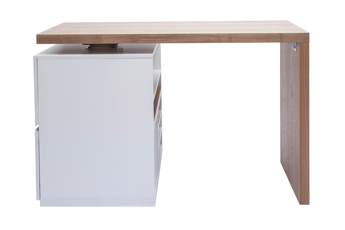 Mesa alta modular con almacenaje blanco mate y roble 90cm MAX
