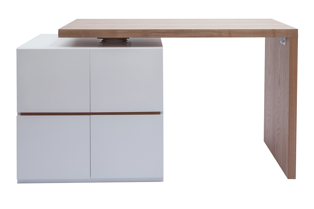 Mesa alta modular con almacenaje blanco mate y roble 90cm MAX