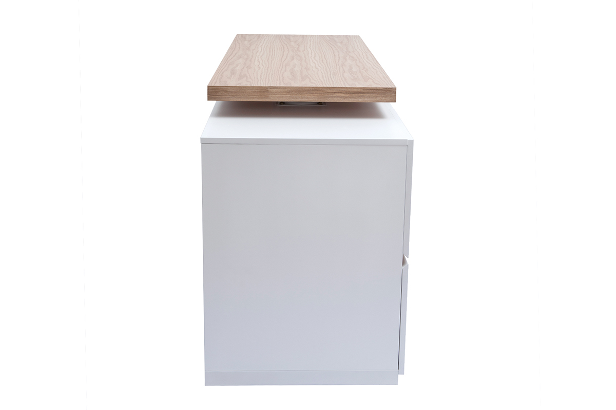 Mesa alta modular con almacenaje blanco mate y roble 90cm MAX