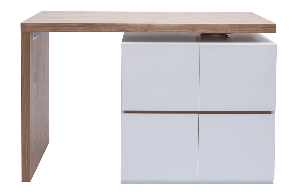 Mesa alta modular con almacenaje blanco mate y roble 90cm MAX