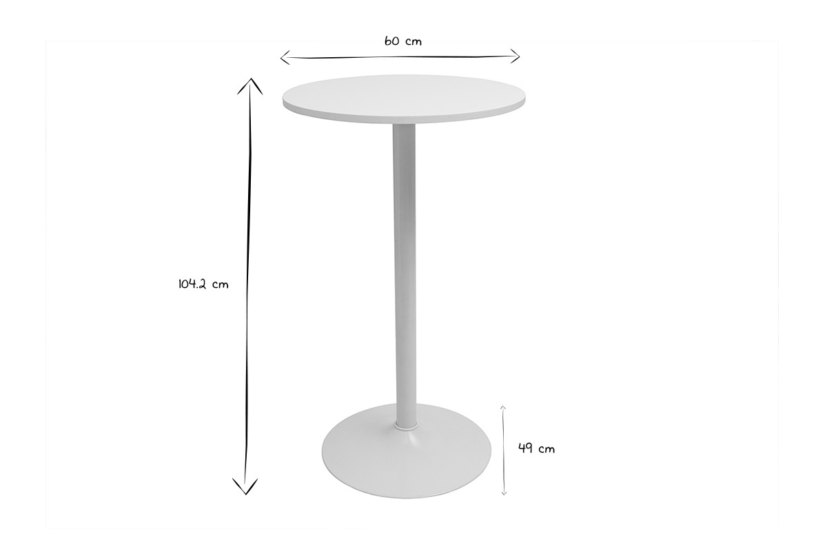 Mesa alta redonda de diseo blanca de 60 cm CALISTA