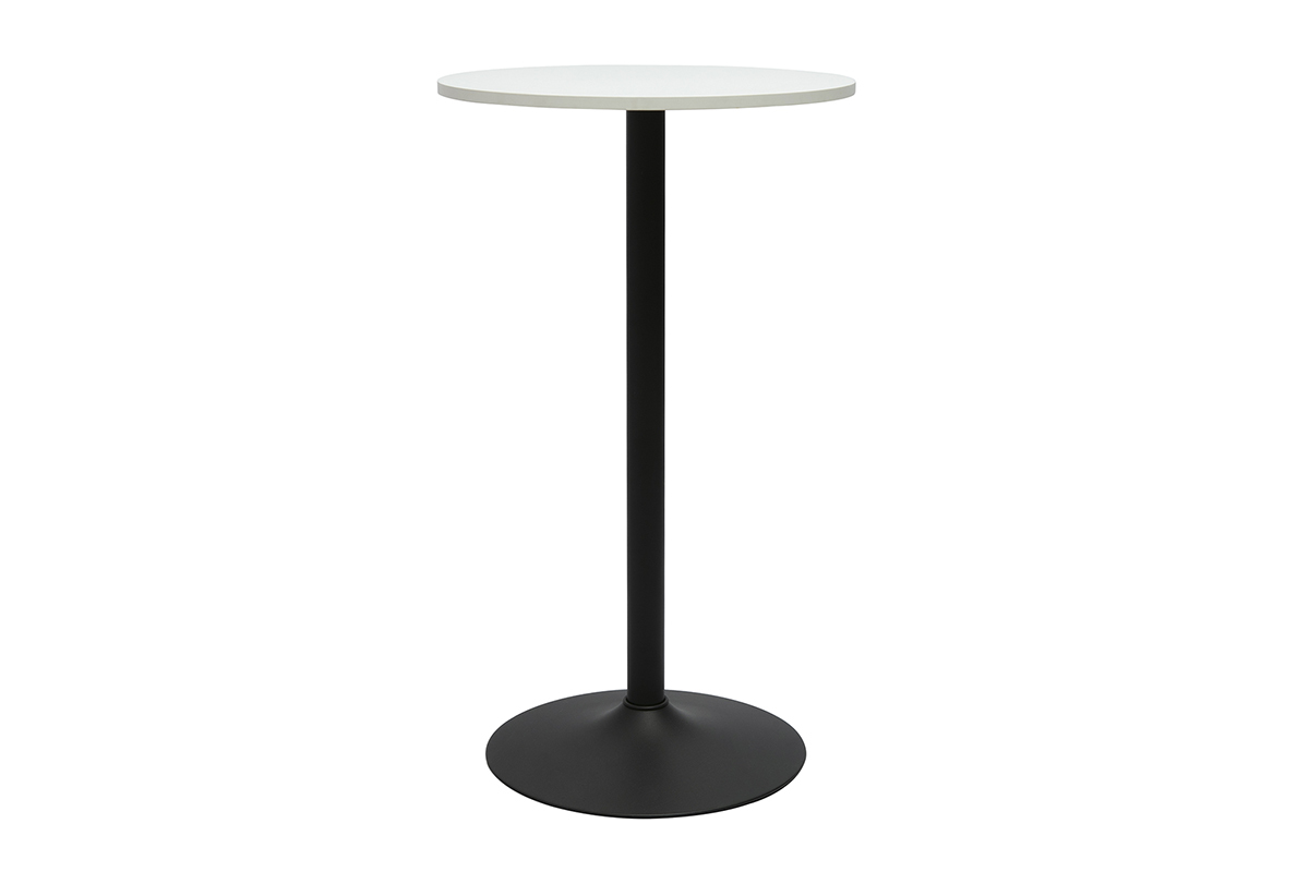 Mesa alta redonda de diseo blanco y negro D60 cm CALISTA