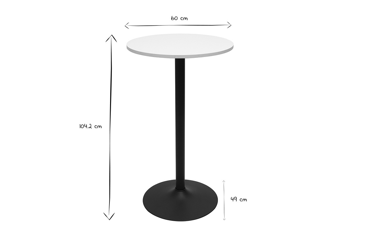 Mesa alta redonda de diseo blanco y negro D60 cm CALISTA