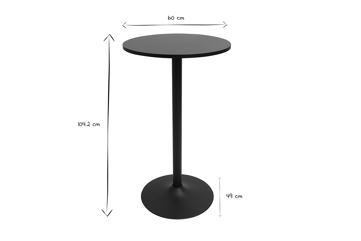 Mesa alta redonda de diseo negra 60 cm CALISTA