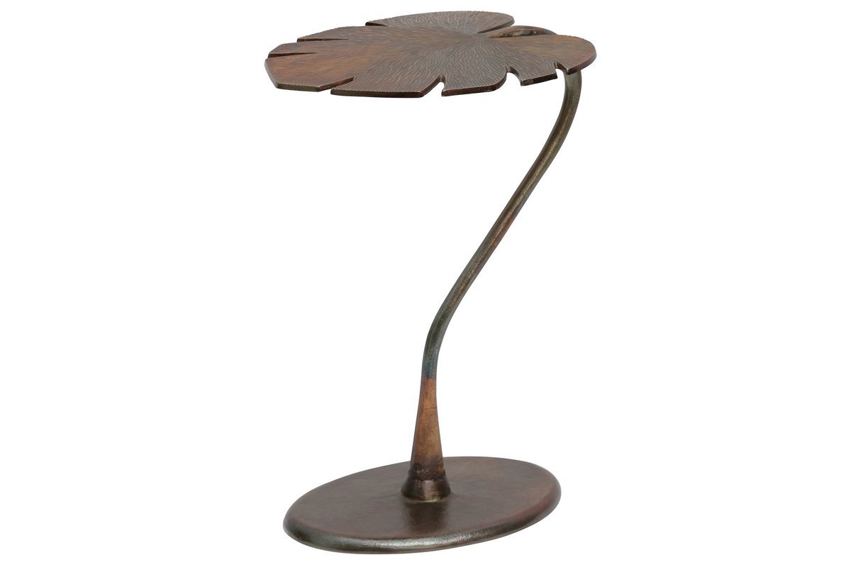 Mesa auxiliar con tablero en hoja en lat�n envejecido FOGLIA