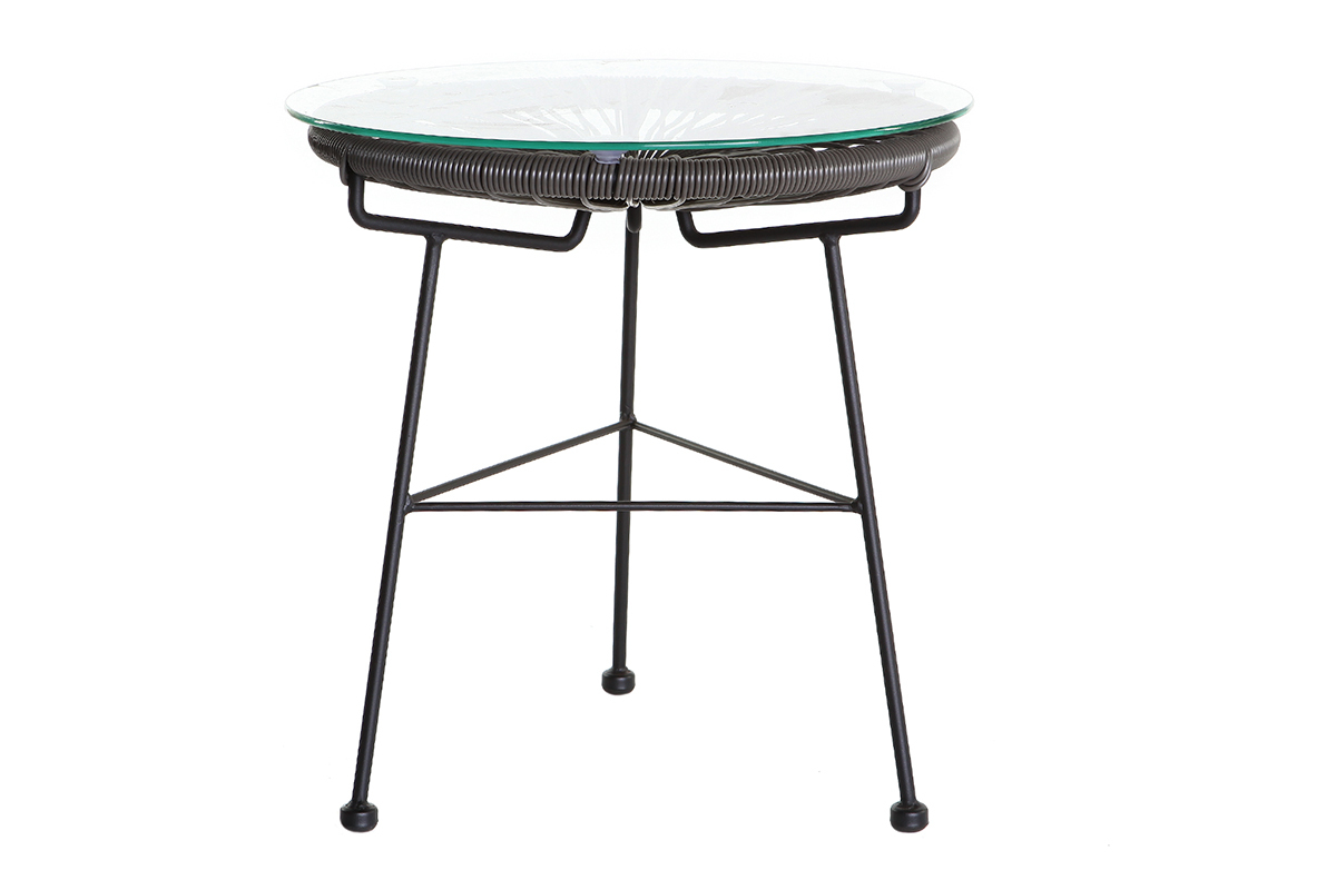 Mesa auxiliar de jardn hilo de resina gris BELLAVISTA