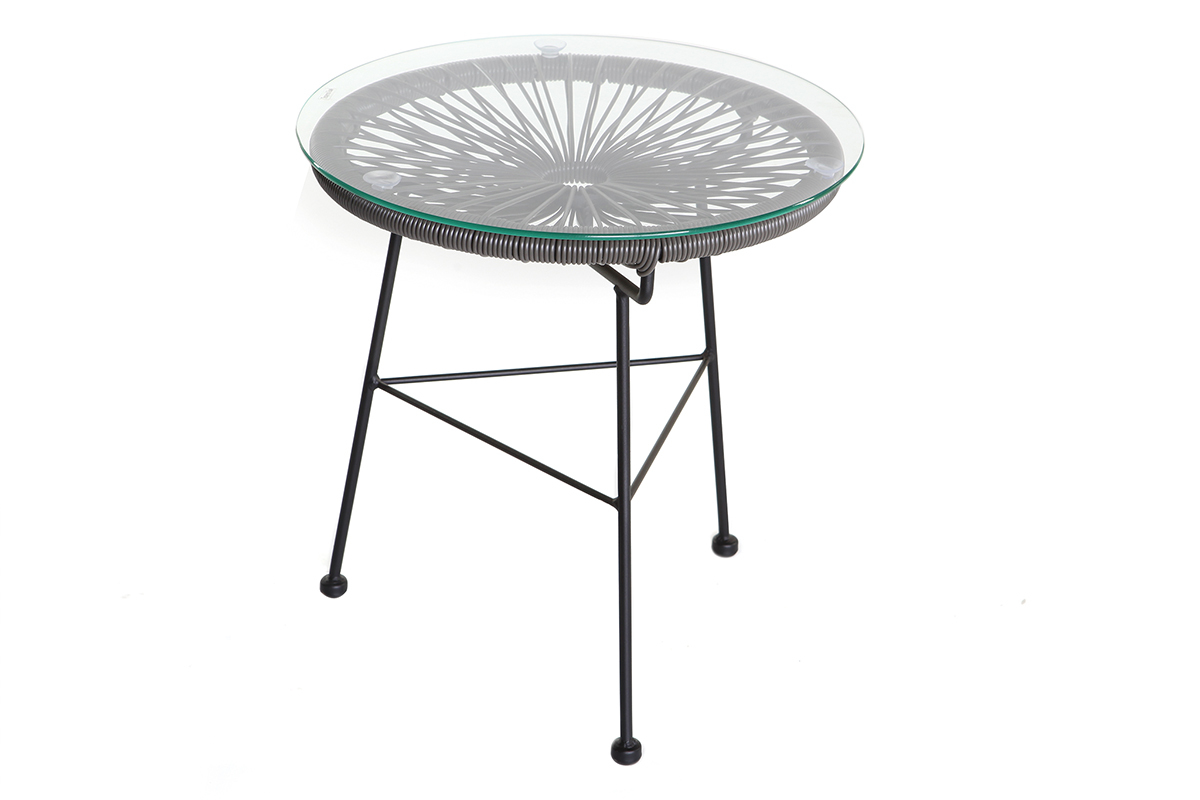 Mesa auxiliar de jardn hilo de resina gris BELLAVISTA
