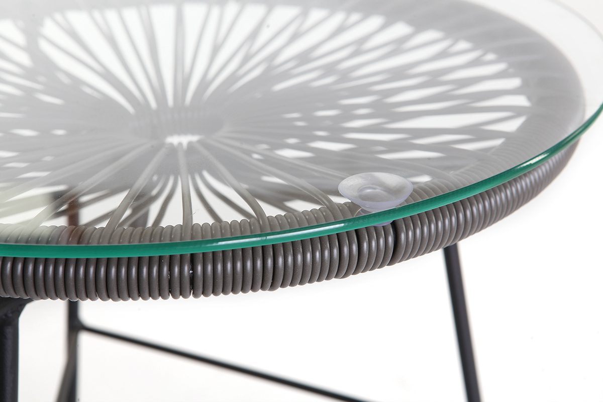 Mesa auxiliar de jardn hilo de resina gris BELLAVISTA