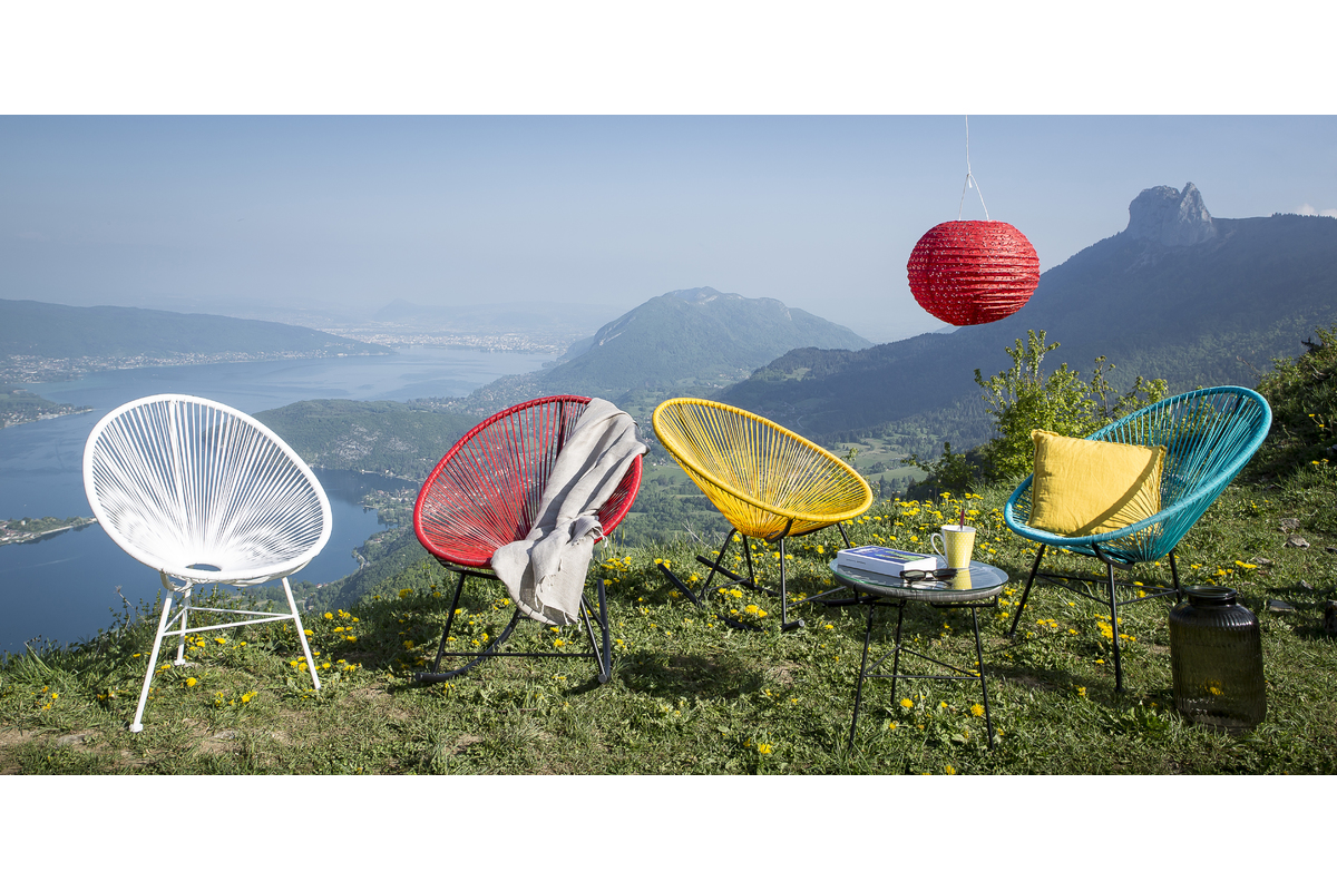 Mesa auxiliar de jardn hilo de resina gris BELLAVISTA