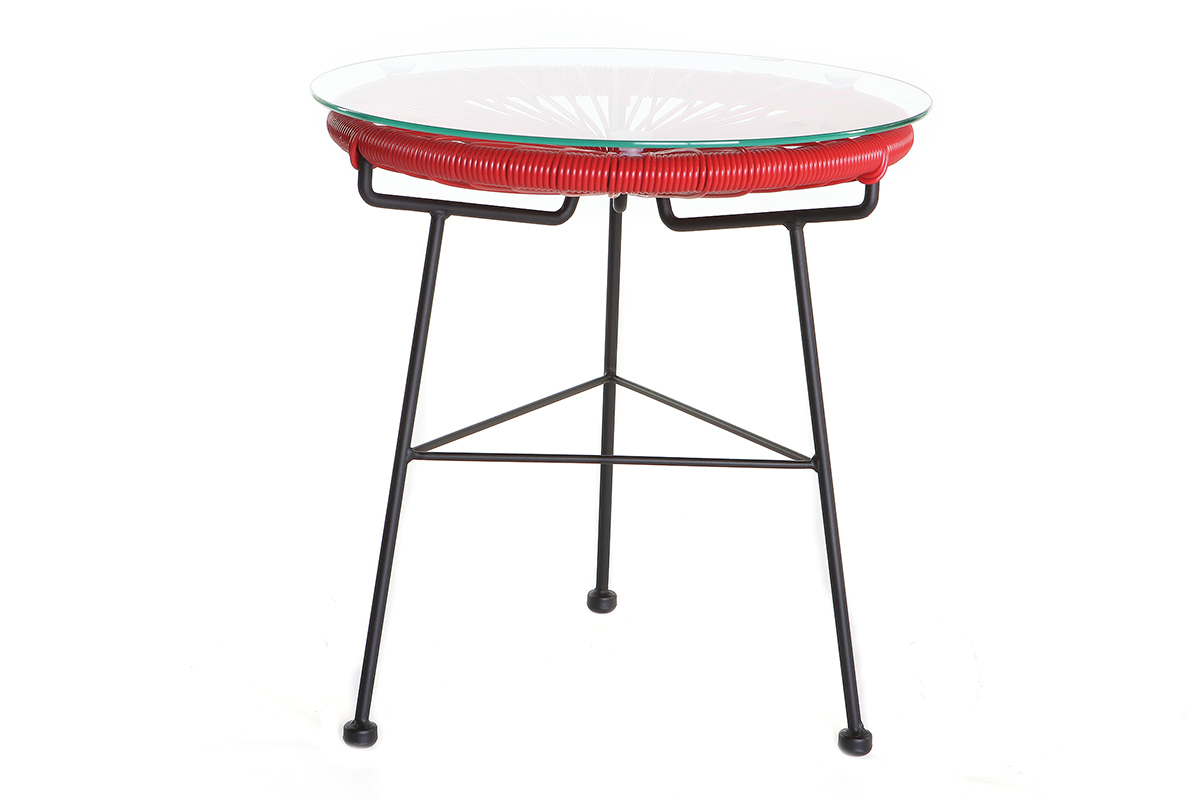 Mesa auxiliar de jardn hilo de resina roja BELLAVISTA